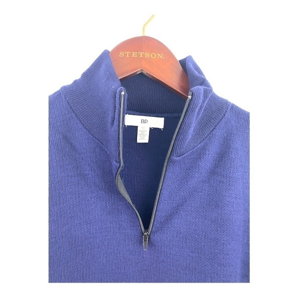 bp. Sweater Medium Womens Navy Half Zip Mock Neck Navy Pink White Stripe NWT - Picture 4 of 5